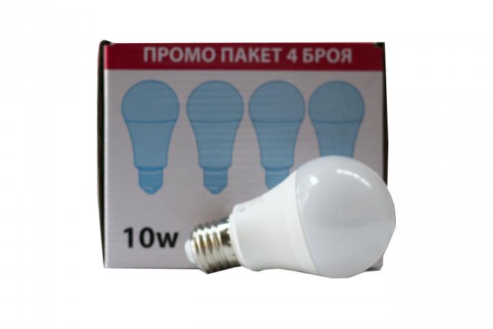 LED крушка 10W E27 6000K - пакет 4 бр, снимка 3 - Лед крушки е27