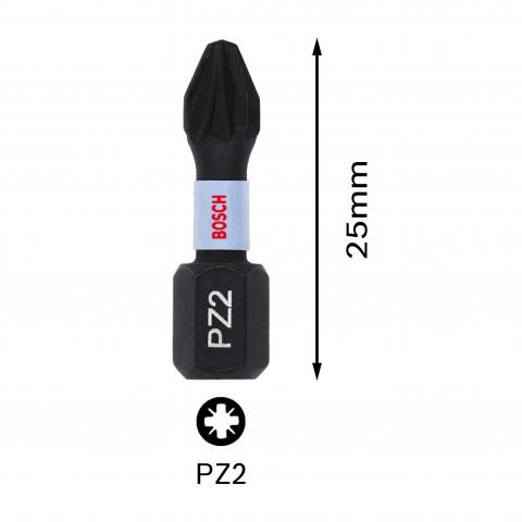 Комплект битове Impact Control PZ2 25 мм Bosch 2 бр., снимка 3 - Битове