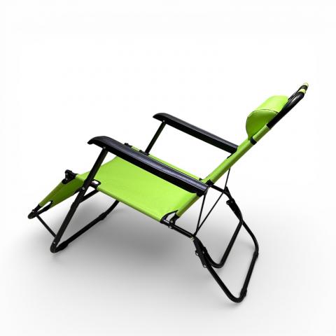 Къмпинг шезлонг 153х60х80 см светлозелен, снимка 3 - Маси и столове