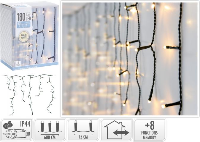 Светлинна завеса OUT, 180 LED, топло-бяло - Светеща мрежа/завеса