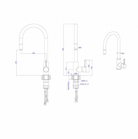 Смесител за кухня месингов стоящ -  Пясък, снимка 2 -  Стоящи