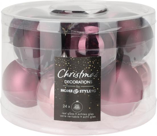 Коледни топки-сет 12х5см, лилави, стъклени - Коледа