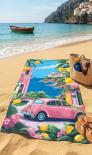 Плажна кърпа Pink car 80х160 см