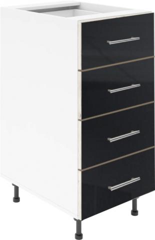 Крафт D4 долен шкаф с четири чекмеджета 50см, черен гланц - Модулни кухни с онлайн поръчка
