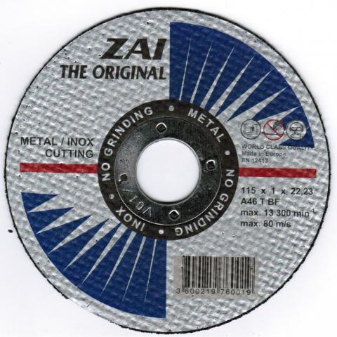 Абразивен диск 125 х 1 х 22,2 Инокс - Дискове за рязане на метал