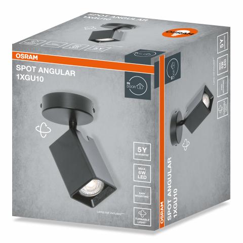 Спот единица ANGULAR GU10 черен OSRAM, снимка 2 - Спотове