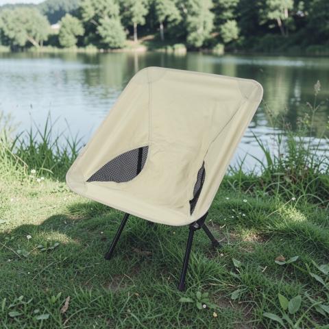 Сгъваем къмпинг стол 53x50x62 см бежов, снимка 2 - Маси и столове