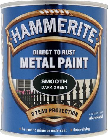 Боя за метал Hammerite 0.75л, зелен гланц - Бои 3в1