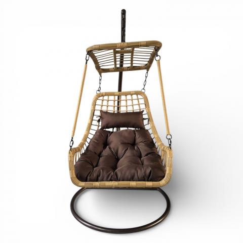 Висящ стол Capri беж/кафяв - Ратанови люлки