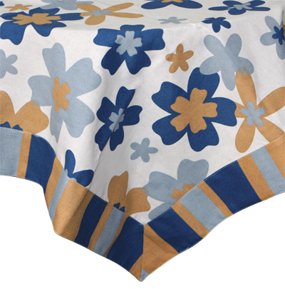 Покривка Цветя 150x220 см синьо-бяла - Покривки и мушами