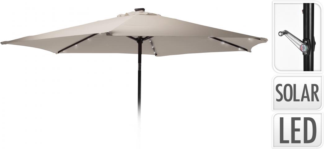 Градински чадър ф270см със соларна светлина, таупе - Градински чадъри