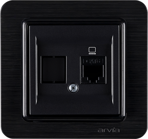 LAVIN  черен м. розетка единична 1xRJ45 (CAT 6) - Ключове и контакти