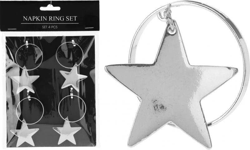 Сет пръстени за салфетки Звезда 4 бр. - Декорация