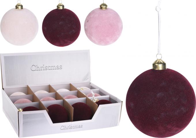 Стъклена коледна топка 8 см кадифе - Коледни топки