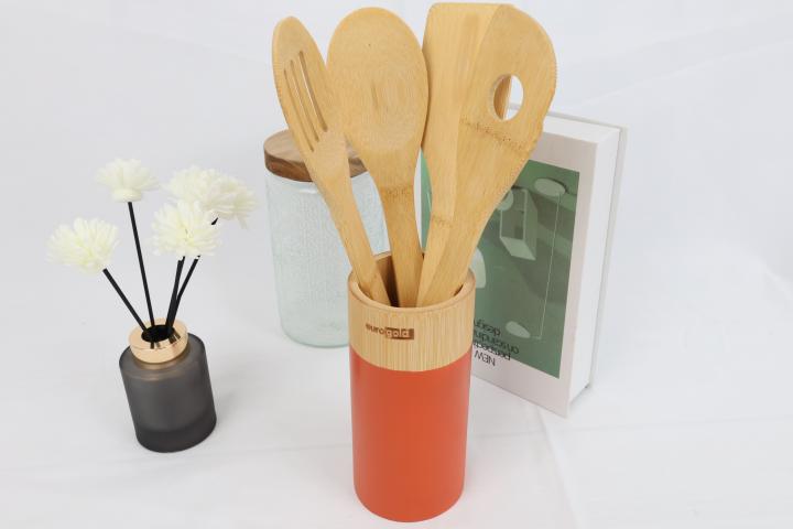 Бамбукови прибори за готвене Cook 4+1 бр., снимка 2 - Аксесоари за готвене