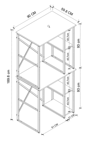 Шкаф за пералня метален двоен MISRA цвят дъб, снимка 2 - Гардероби