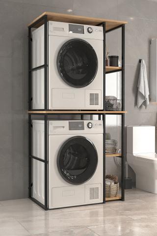 Шкаф за пералня метален двоен MISRA цвят дъб, снимка 4 - Гардероби