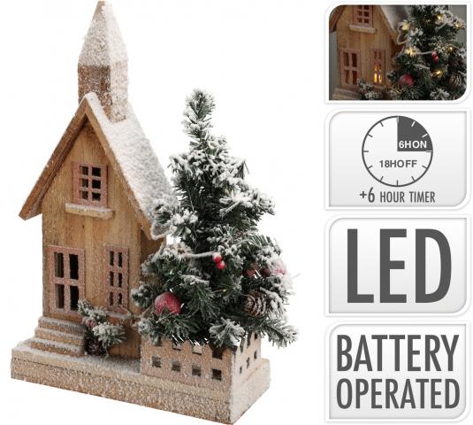 Къщичка с Коледно дърво LED, 44см - Други светещи артикули