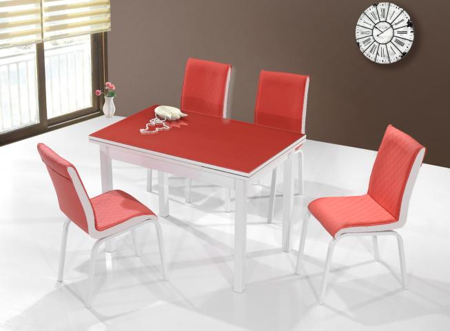 Комплект Поло Модерн маса + 4 стола, червен - Трапезарни комплекти