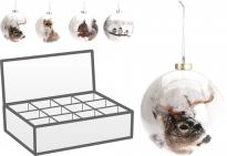 Коледна топка с вътрешни фигури 8 см