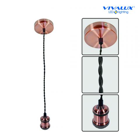 Метален пендел антик с текстилен черен  усукан кабел - Пендели