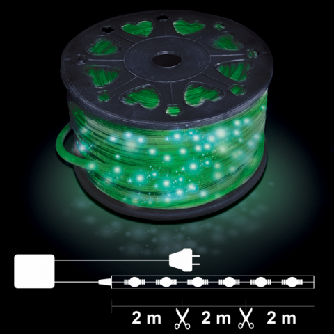 Светещ прозрачен маркуч 50м, 24/м зелени LED OUT - Коледно осветление