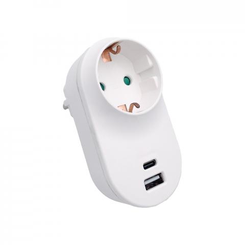Адаптер с 2 USB A/C - 3.1А - Адаптори
