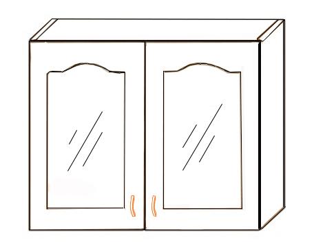 Горен шкаф с две витрини Оля В80х30.5х72 см, снимка 2 - Модулни кухни с онлайн поръчка
