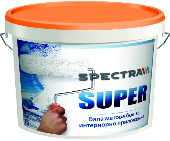 Бяла интериорна боя Spectra Super 9л, мат - Бели бои