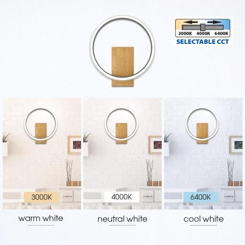 LED аплик Matteo 12W 230V 3000-4000-6400K, черно+дърво, снимка 5 - Аплици