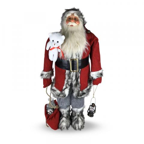 Фигура Дядо Коледа 90см, бяло-червен - Коледни фигури