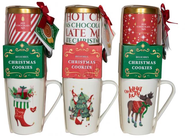 Коледен сет мъг с бисквитки и горещ шоколад - Коледни артикули
