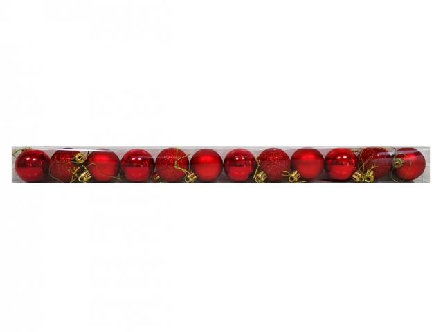 Коледни топки 12бр х 5см червени - Коледа