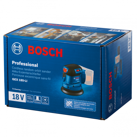 Акумулаторен ексцентършлайф Bosch Blue GEX 185 Solo, снимка 4 - Ексцентършлайфи