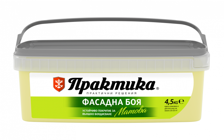 Фасадна боя Практика 4.5 кг иглика - Бели фасадни бои
