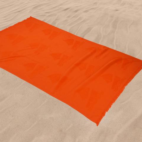 Плажна кърпа Лодки 100x170 см оранж - Хавлии и халати