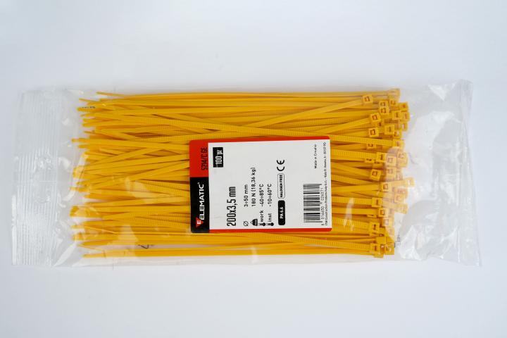 Жълти кабелни превръзки Elematic 200/3,5, снимка 2 - Крепежни изделия