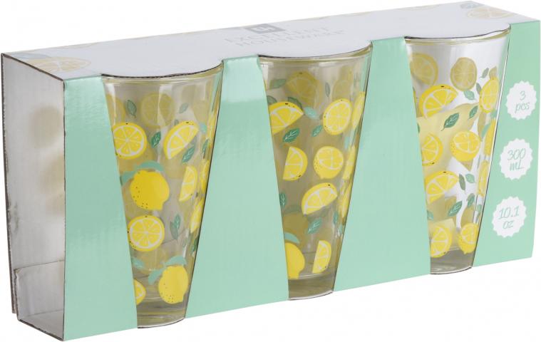Стъклени чаши Лимони 3 бр. х 300 мл. - Чаши