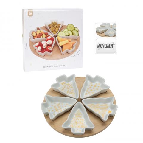 Коледен сет за сервиране Елхички 6 части, снимка 2 - Коледни артикули