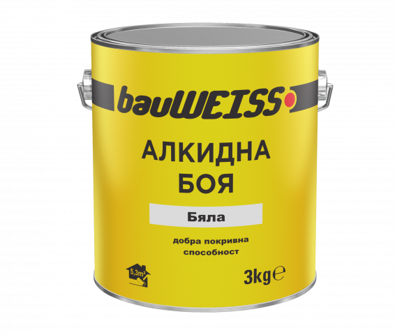 Алкидна боя BauWeiss 3 кг бяла - Бои за метал