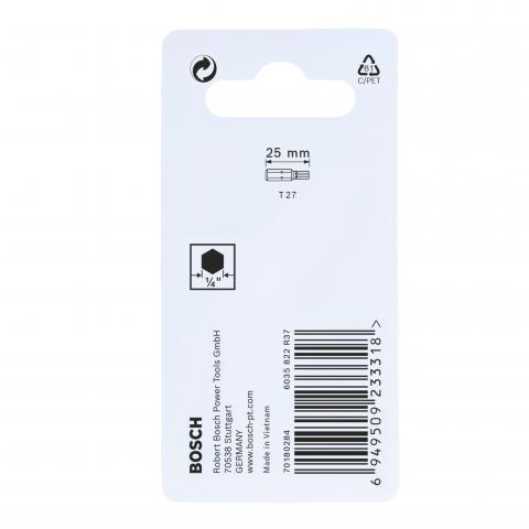 Комплект битове Impact Control T27 25 мм Bosch 2 бр, снимка 4 - Битове