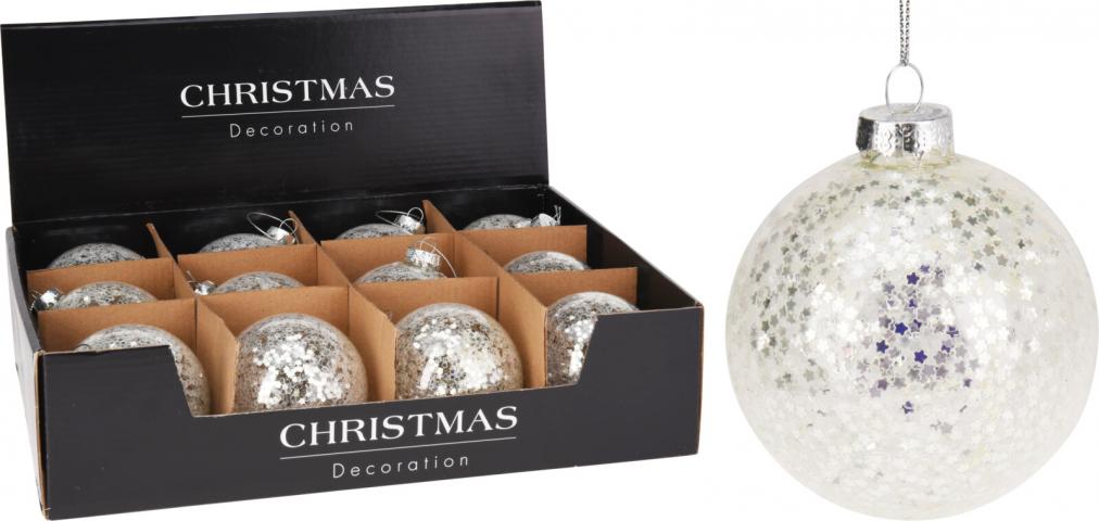 Коледна топка 8 см сребърна - Коледни топки