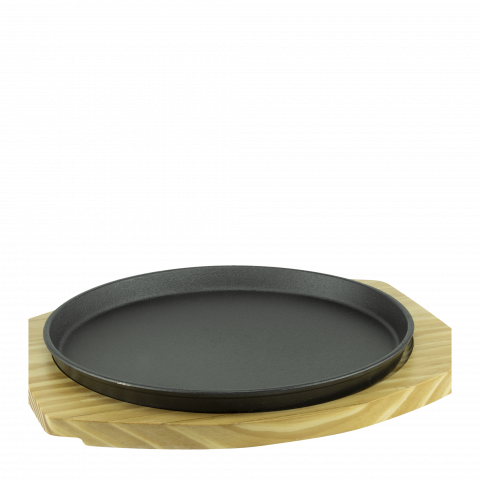 Чугунен сач с дървена подложка 24 см - Гювечи