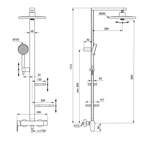 Душ система Alu+Ceraflow, черен мат, снимка 2 - Смесители и душове