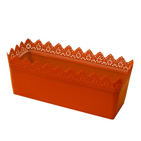 Кашпа Дантела  38.5 х15.2 х15.5 см, оранжева - Пластмасови сандъчета