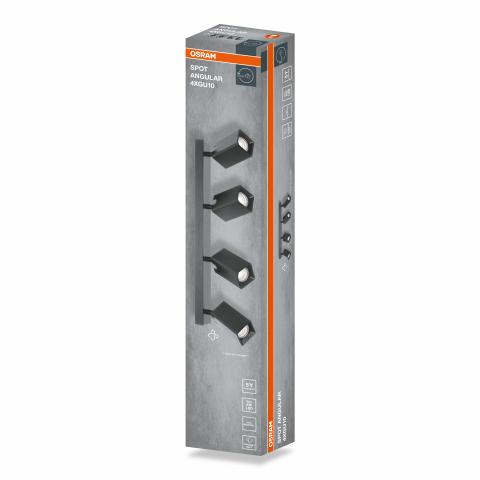 Спот четворка ANGULAR GU10 черен OSRAM, снимка 2 - Спотове