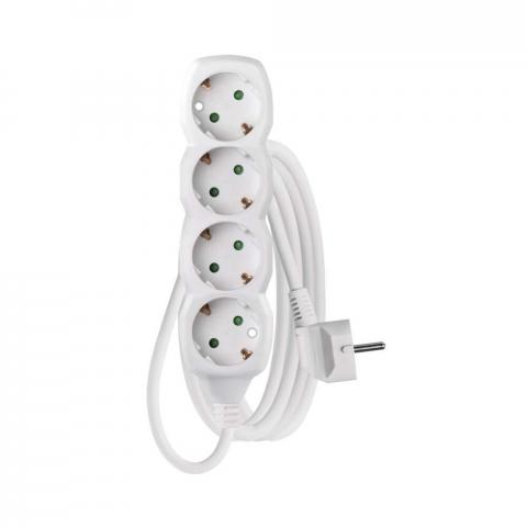 Разклонител 4x2P+E Schuko, кабел 3 м/1,5мм2, бял, Emos - Разклонители без защита