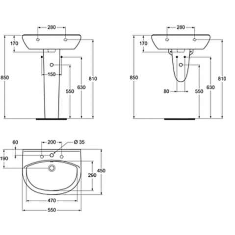 Умивалник Alpha 55x45 см., снимка 2 - Умивалници и конзоли