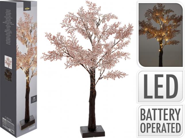 Светещо дърво с листа 60см, 
29 LED лампички,
топло-бяла светлина - Светещо дърво