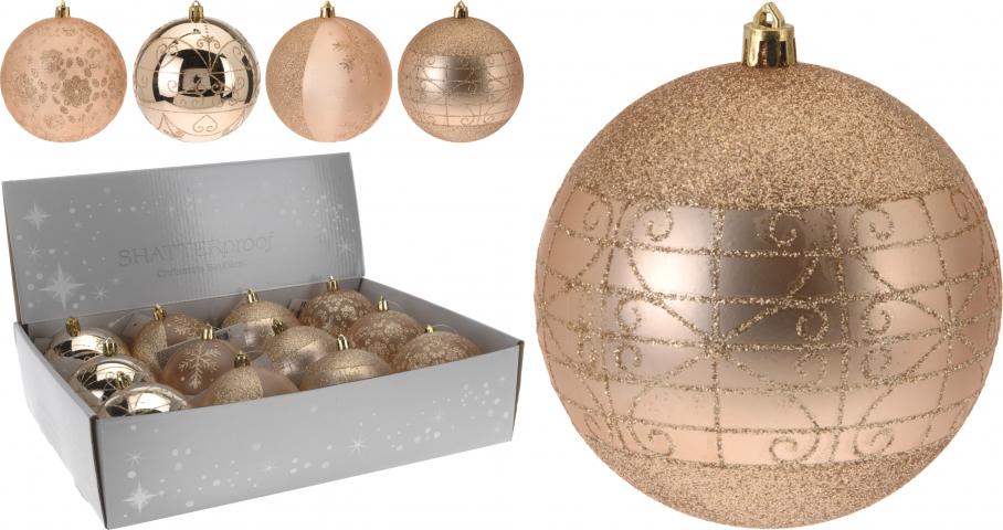 Коледна топка ф80мм, розово-златиста - Коледа